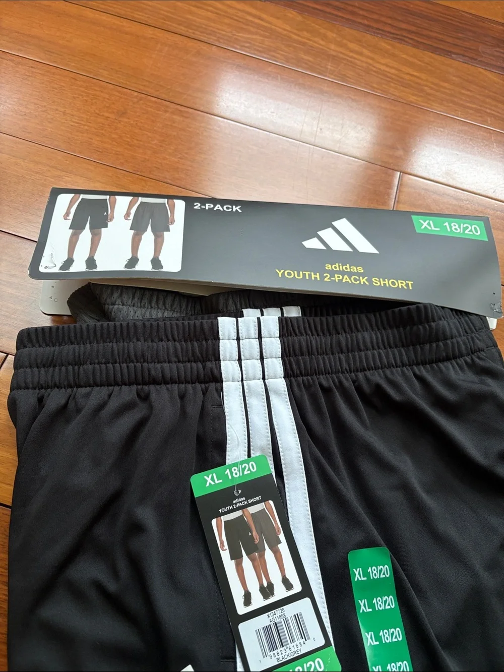 adidas Black Athletic Shorts with White Triple Stripes
